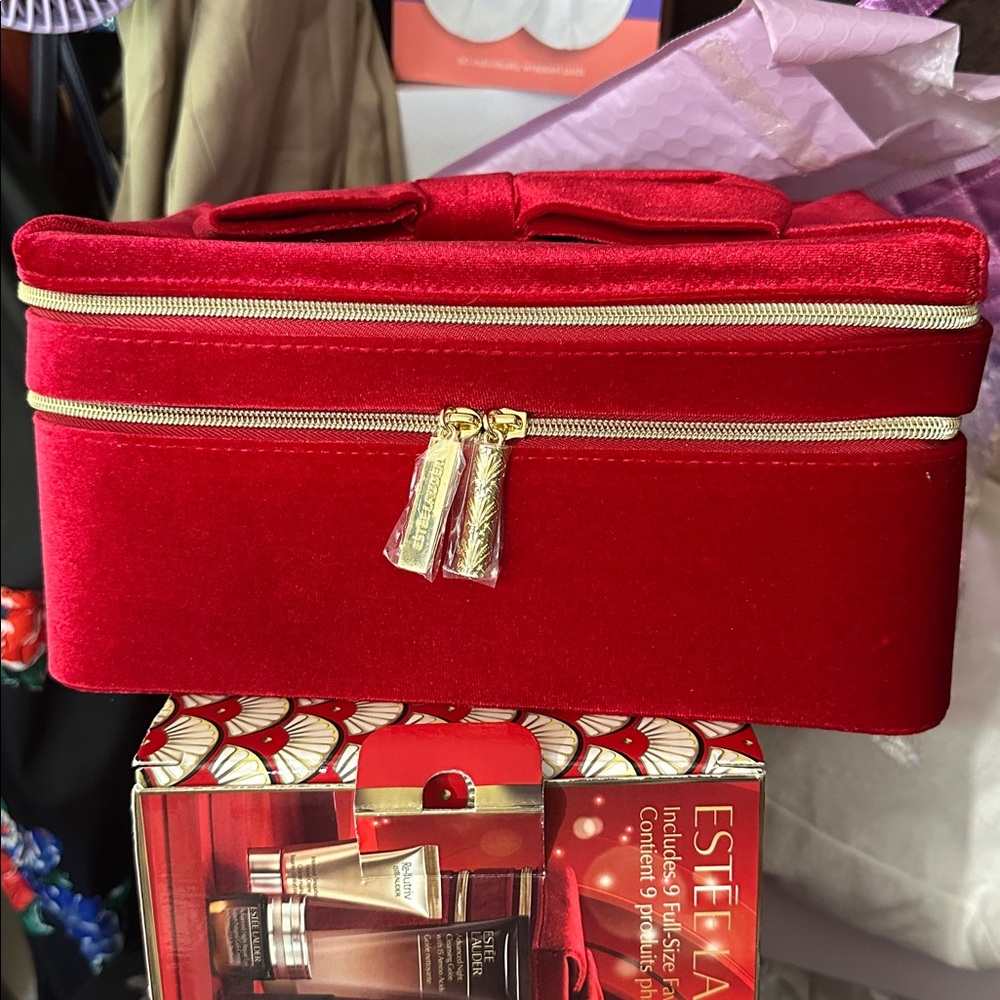 Estee Lauder Luxurious Red Velvet Bag